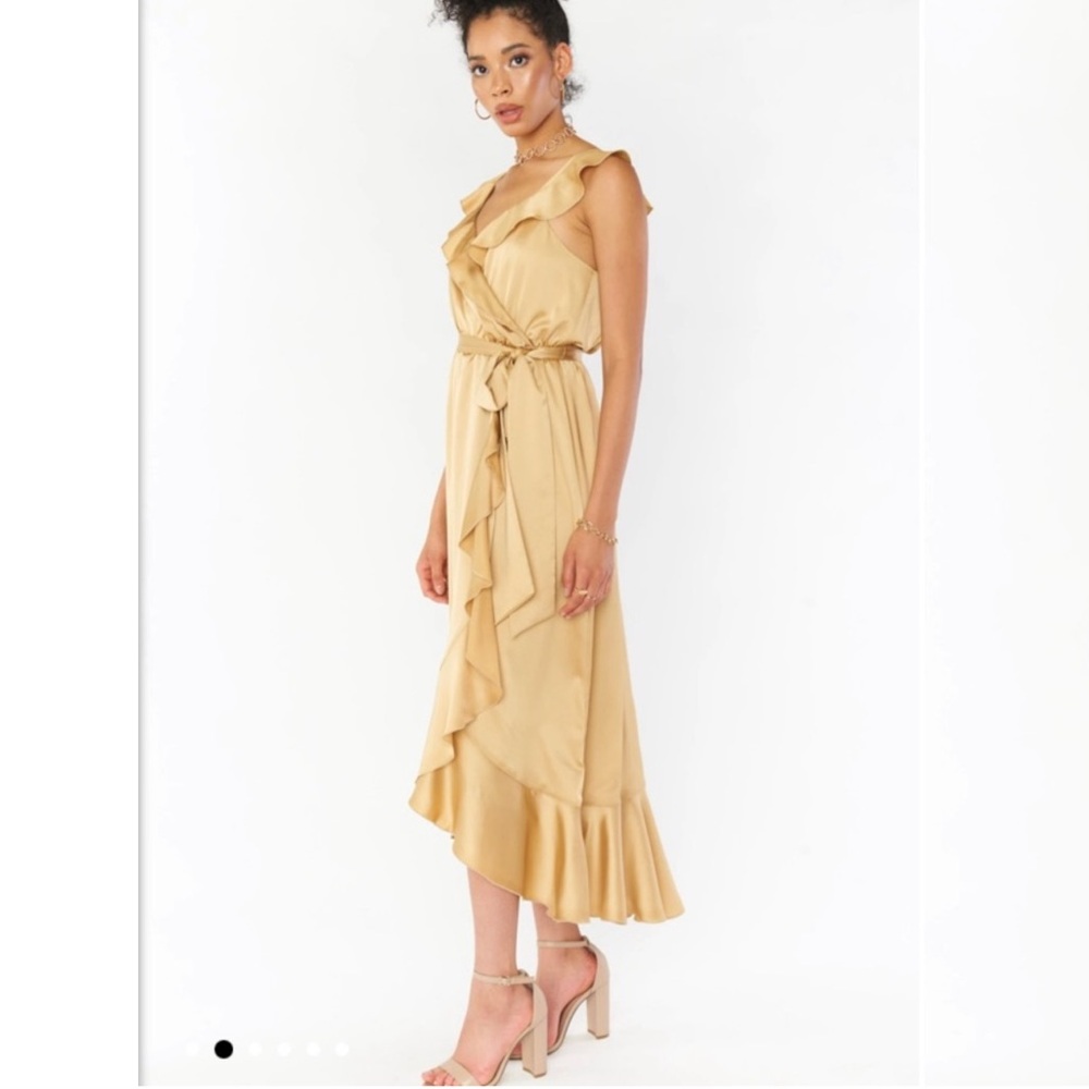 Show Me Your Mumu Samantha Ruffle Wrap bridesmaid high low Dress